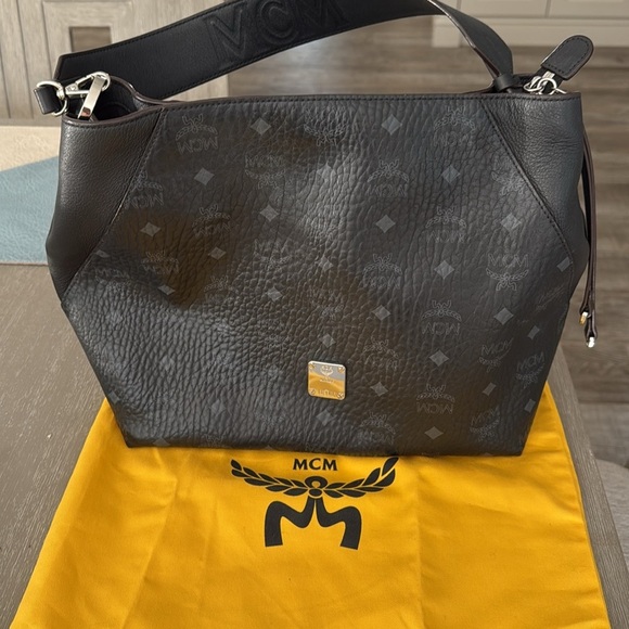 MCM Black Textured Logo Satchel - Picture 4 of 6